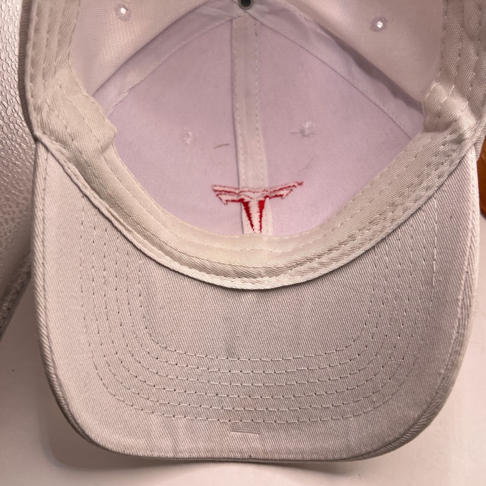 Tesla Baseball Cap White Red Embroidered Logo Adjustable Cotton Hat - Picture 7 of 9